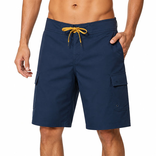 Costume da bagno uomo L in tessuto sintetico blu navy con tasche cargo