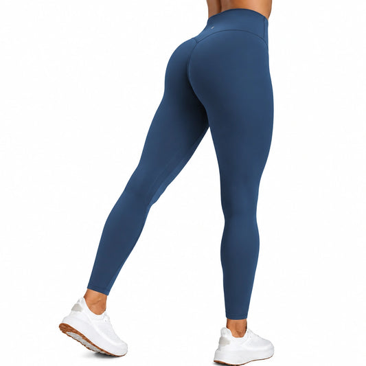 Leggings sportivi donna taglia M blu navy in tessuto elasticizzato a vita alta