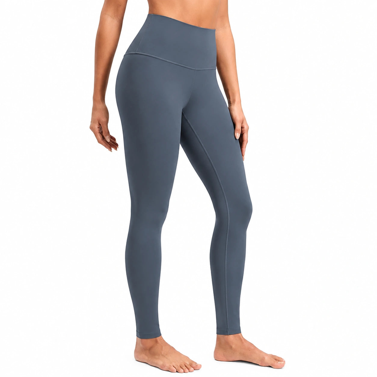 Leggings da donna M in tessuto elasticizzato blu ardesia - vita alta per attività sportive