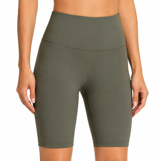 Short leggings donna taglia M verde oliva a vita alta per allenamento