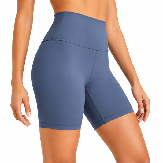 Pantaloncini ciclista da donna taglia S in tessuto elasticizzato blu a vita alta per fitness
