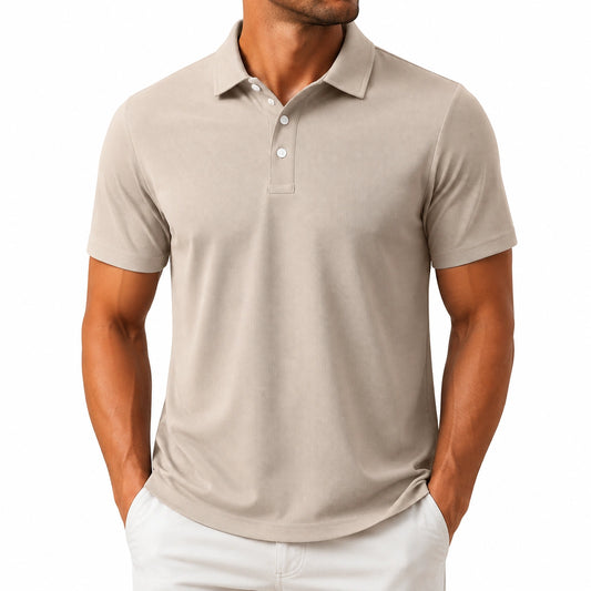 Polo uomo taglia M beige in tessuto piqué a maniche corte